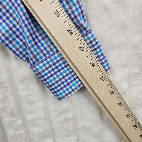 Johnnie O Men's Blue Plaid Button Up Dress Shirt Logo Size L - Picture 11 of 12